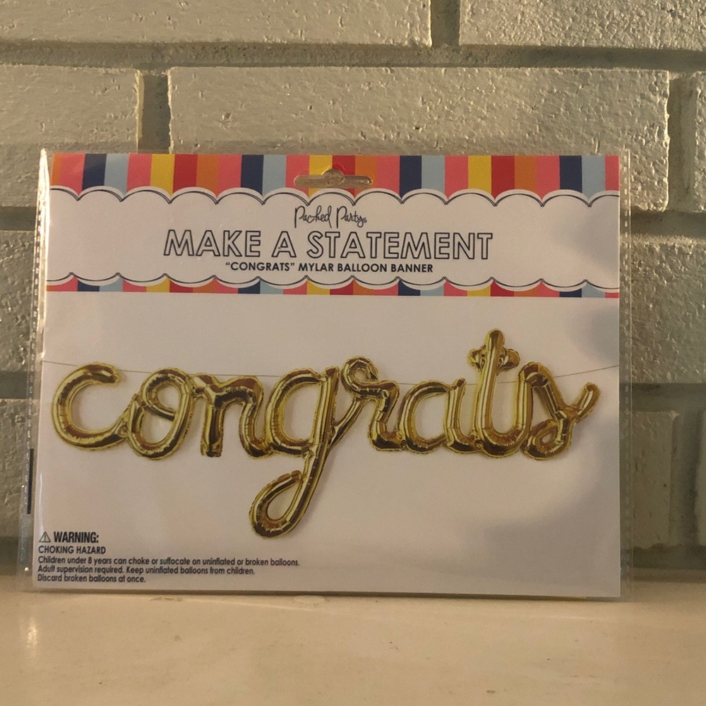 Packed Party Gold 'Congrats' Balloon Banner